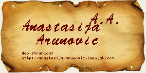 Anastasija Arunović vizit kartica